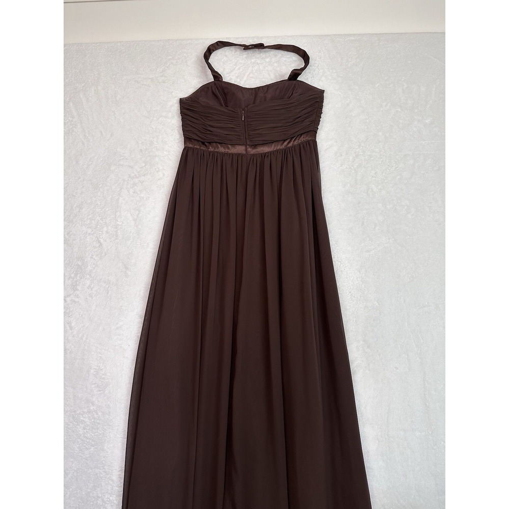 Bari Jay Dress Womans Size 8 Gown  Formal Brown‎ High Waist Halter Flowy EUC - Picture 13 of 16